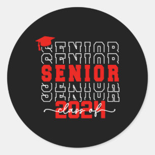 Senior 24 Class Of 2024 Back To School Graduation Classic Round Sticker