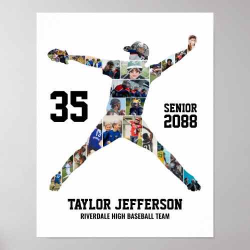 Senior Baseball Pitcher Sports Photo Collage