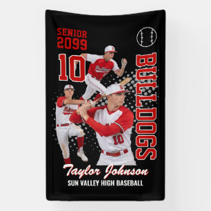 Senior Baseball Player Custom Photo Collage Sports Banner