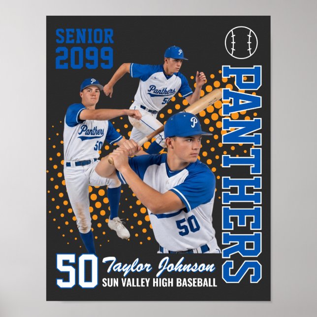 Senior Baseball Player Custom Photo Personalized Poster (Front)