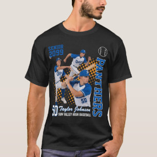 Senior Baseball Player Custom Photo Personalized T-Shirt