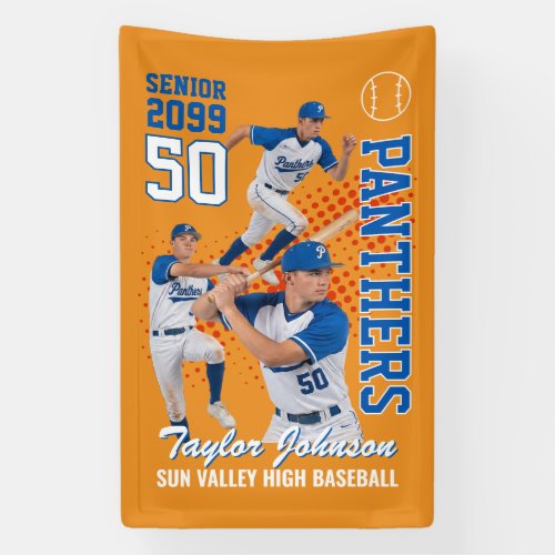 Senior Baseball Player Custom Photo Sports Banner