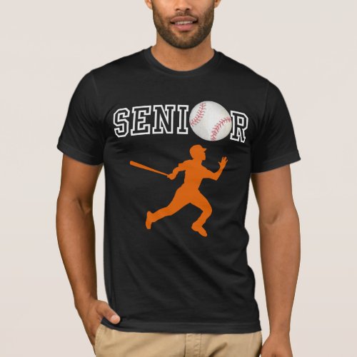 Senior Baseball Player with Orange Silhouette T-Shirt