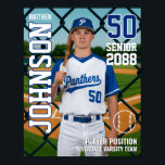 Senior Baseball Team Custom Photo Sports Poster<br><div class="desc">Personalized senior sports poster for athlete and sports player. This customizable design template is perfect for homecoming sports event, senior night, sports award banquet or graduation party décor for your athlete son, daughter or student. It's a great way to display player portrait and memories from their sports games. The design...</div>