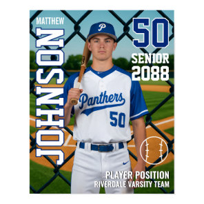 Senior Baseball Team Custom Photo Sports Poster