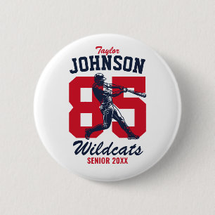 Senior Baseball Team High School Sports Player Button