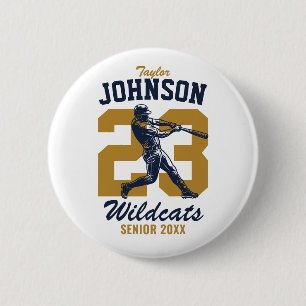 Senior Baseball Team High School Sports Player Button