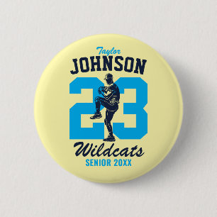 Senior Baseball Team High School Sports Player Button