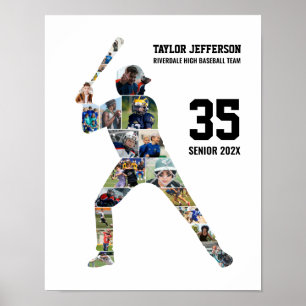 Senior Baseball Team Photo Collage Custom Sports Poster