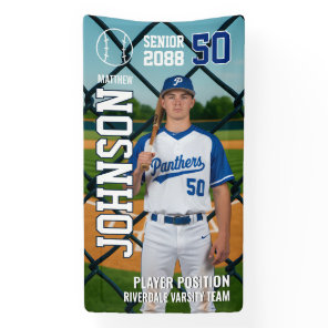 Senior Baseball Team Player Customize Sports Photo Banner