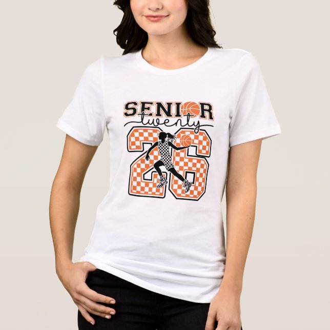 Senior Basketball 2026 Checkerboard Twenty Six  Tri-Blend Shirt (Front)
