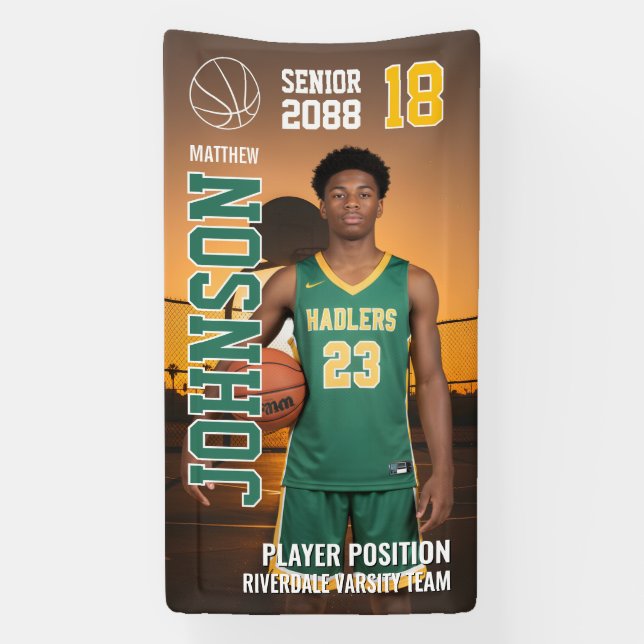 Senior Basketball Custom Template Photo Sports Banner (Vertical)