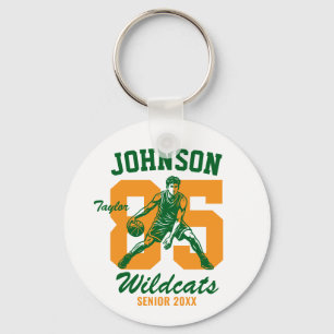 Senior Basketball Player School Sports Team Custom Keychain