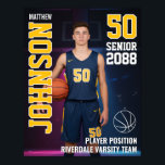 Senior Basketball Player Sports Team Photo Poster<br><div class="desc">Personalized senior sports poster for athlete and sports player. This customizable design template is perfect for homecoming sports event, senior night, sports award banquet or graduation party décor for your athlete son, daughter or student. It's a great way to display player portrait and memories from their sports games. The design...</div>