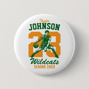 Senior Basketball Team School Sports Player Button