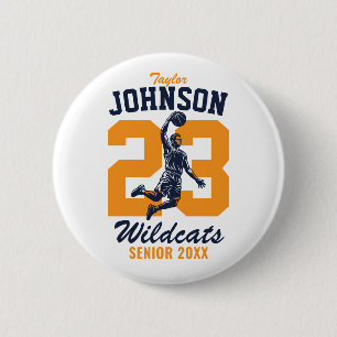 Senior Basketball Team School Sports Player Button