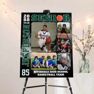 Senior Basketball Team Sports Custom Photo Collage Foam Board