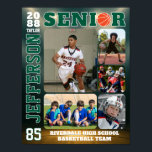 Senior Basketball Team Sports Custom Photo Collage Poster<br><div class="desc">Personalized basketball senior sports photo collage for athlete and sports player. This customizable photo gift is perfect for senior night, sports award banquet or birthday gift for your athlete son, daughter or student. It's a great way to display precious moments and memories from their sports games. The poster features a...</div>