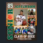 Senior Basketball Team Sports Player Photo Collage Poster<br><div class="desc">Personalized basketball senior sports photo collage for athlete and sports player. This customizable photo gift is perfect for senior night, sports award banquet or birthday gift for your athlete son, daughter or student. It's a great way to display precious moments and memories from their sports games. The poster features a...</div>