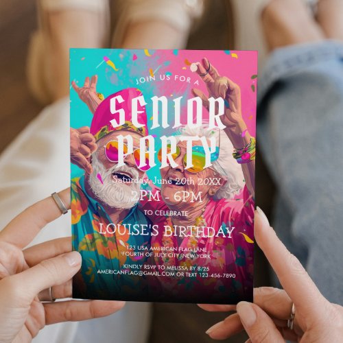 Senior Birthday Party And Grandparents Partying Invitation