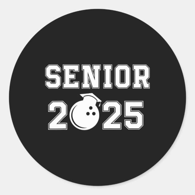Senior Bowling Player 2025  Classic Round Sticker (Front)