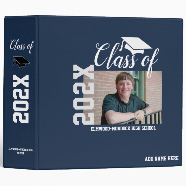 Senior Boy Photo Customize Graduation Scrapbooking 3 Ring Binder (Front/Spine)