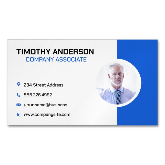 Senior Business Man | Company Business Card Magnet (Front)