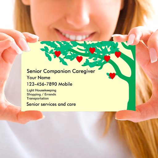 Customizable Senior Caregiver Business Cards