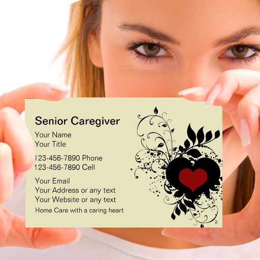 Customizable Senior Caregiver Business Cards
