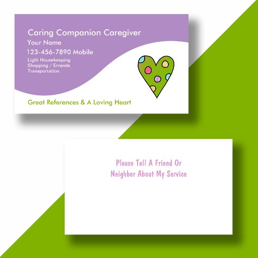 Customizable Caregiver Business Cards