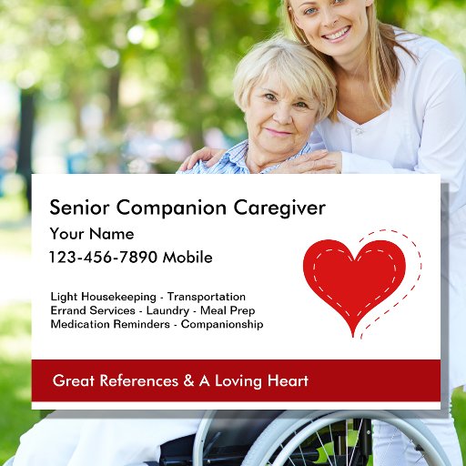Customizable Senior Caregiver Business Cards