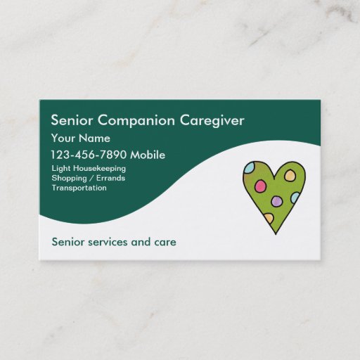 Customizable Senior Caregiver Business Cards