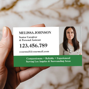 Senior Caregiver Elderly Care GREEN PHOTO Business Card