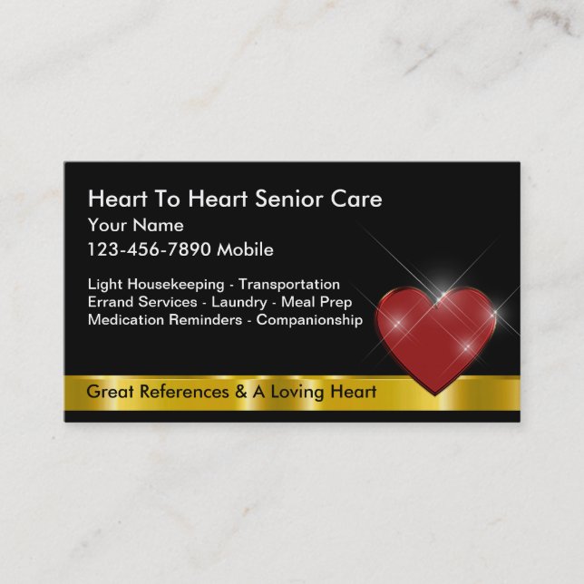 Senior Caregiver Glitzy Bling Business Cards (Front)