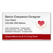 Senior Caregiver Heart And Hands Design Business Card Magnet (Front)