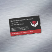 Senior Caregiver Heart And Hands Design Business Card Magnet (In Situ)
