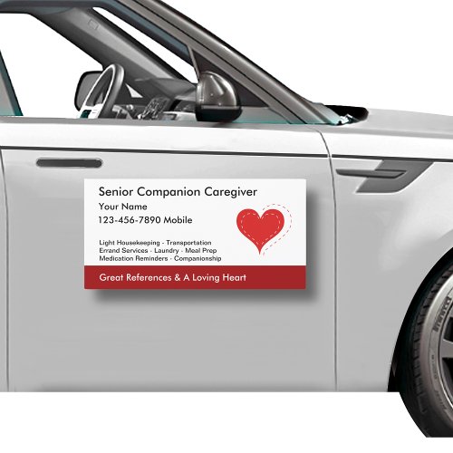 Senior Caregiver Heart Symbol Car Magnet
