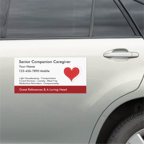 Senior Caregiver Heart Symbol Car Magnet