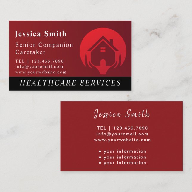 Senior Caregiver Home Health Business Card  (Front/Back)