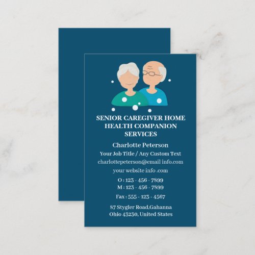 Senior Caregiver Home Health Care Business Card