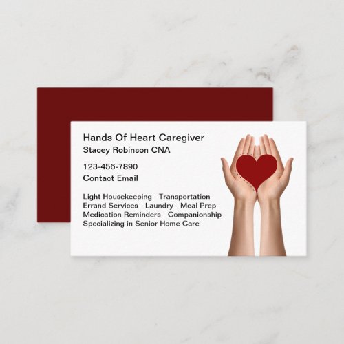 Senior Caregiver Home Health Heart  Business Card