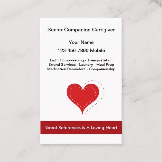 Senior Caregiver Medical Business Cards (Front)
