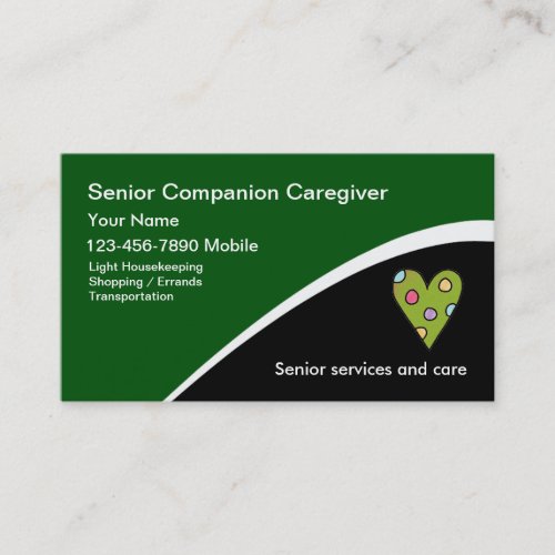 Senior Caregiver Trendy Heart Business Cards