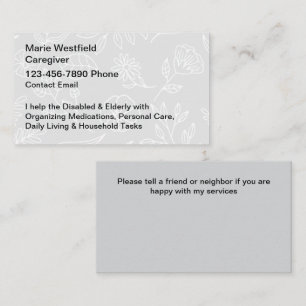 Senior Caretaker Simple Business Cards