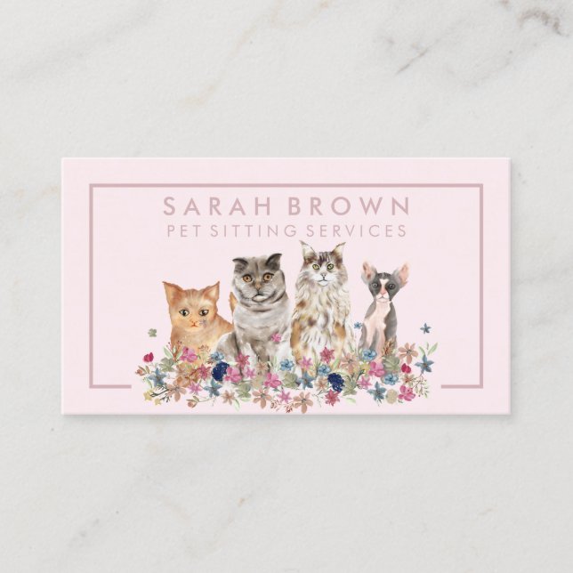 Senior Cat Sitter Medication Visits Business Card (Front)