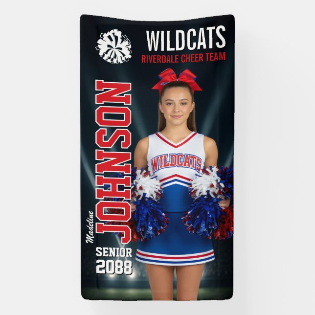 Senior Cheer Custom Cheerleading Team Photo Banner (Vertical)