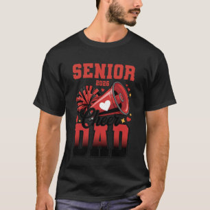 Senior Cheer Dad 2026 Red and Black Vintage Cheerl T-Shirt