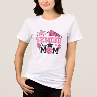Senior Cheer Mom 2026 | Pink Leopard Cheerleader  Tri-Blend Shirt