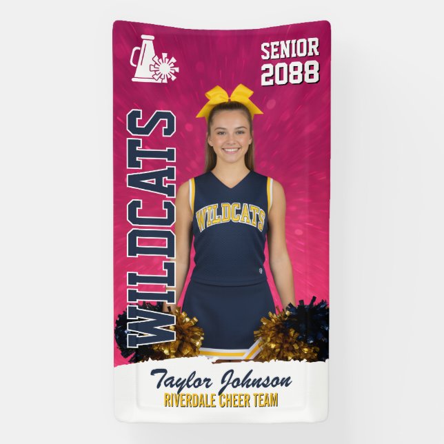 Senior Cheer Team Custom Sports Cheerleading Photo Banner (Vertical)