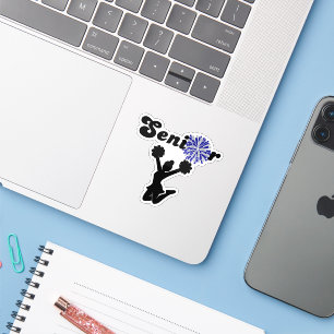 Senior Cheerleader Blue & Gray Pom Poms Sticker